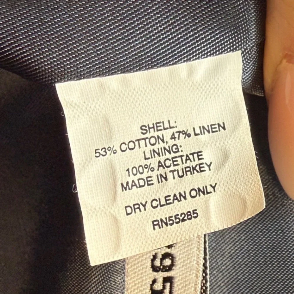 Express Design Studio Mens Gray Pinstripe Cotton Linen Suit Jacket Blazer 40R